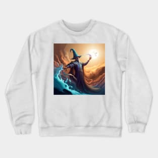 Mystic Conjuror: Colourful Lich Wizard Unleashing Elemental Power Crewneck Sweatshirt